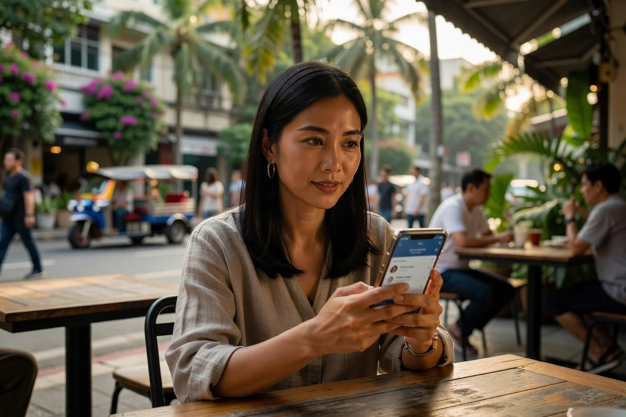 Capture d'écran de l'interface ThaiCupid en 2026