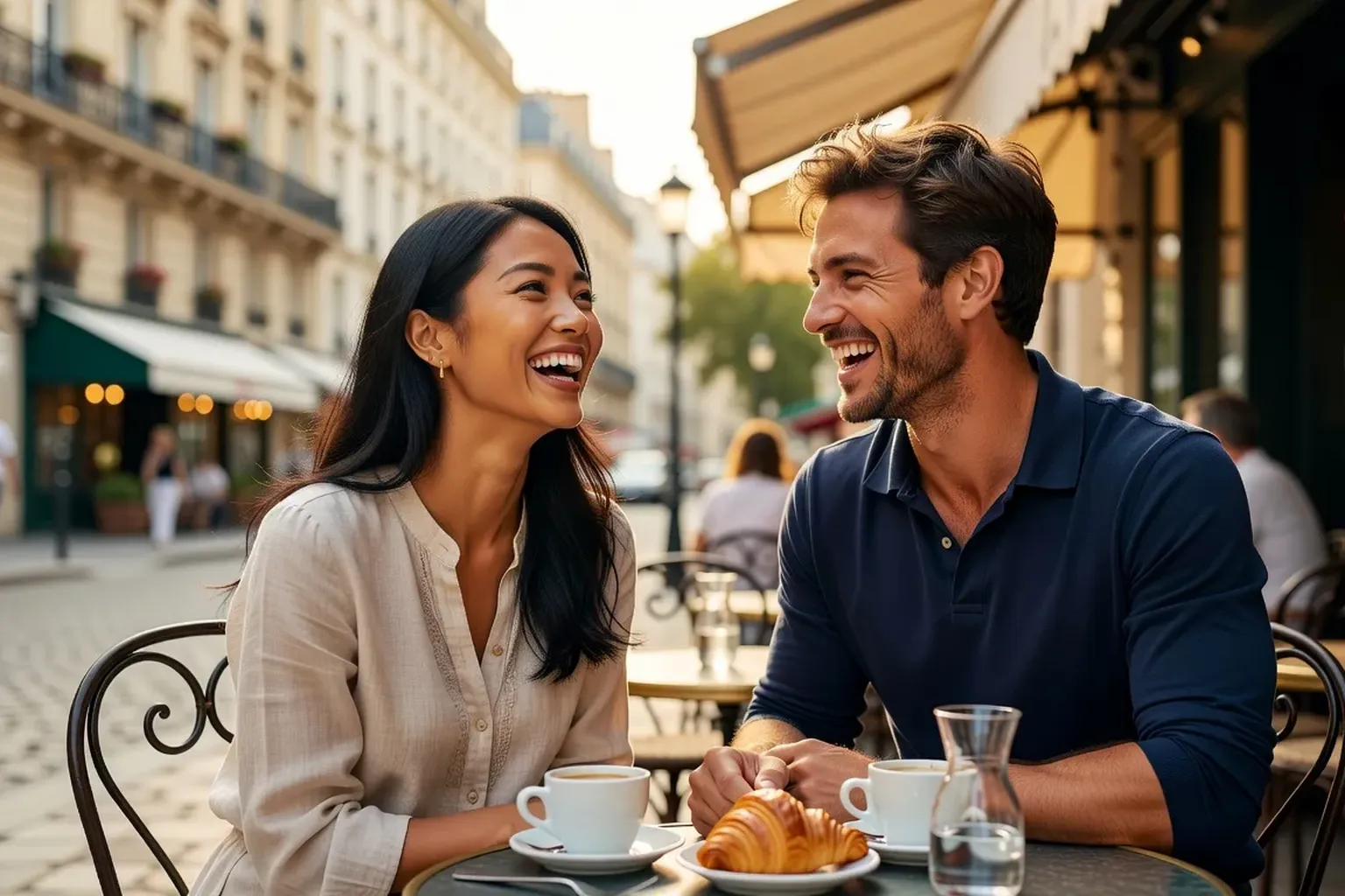 Couple franco-asiatique heureux