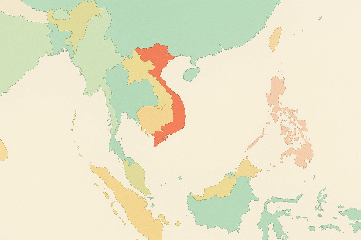 Carte de l'Asie du Sud-Est montrant les zones de couverture VietnamCupid (Vietnam seul) vs AsianDating (multi-pays)